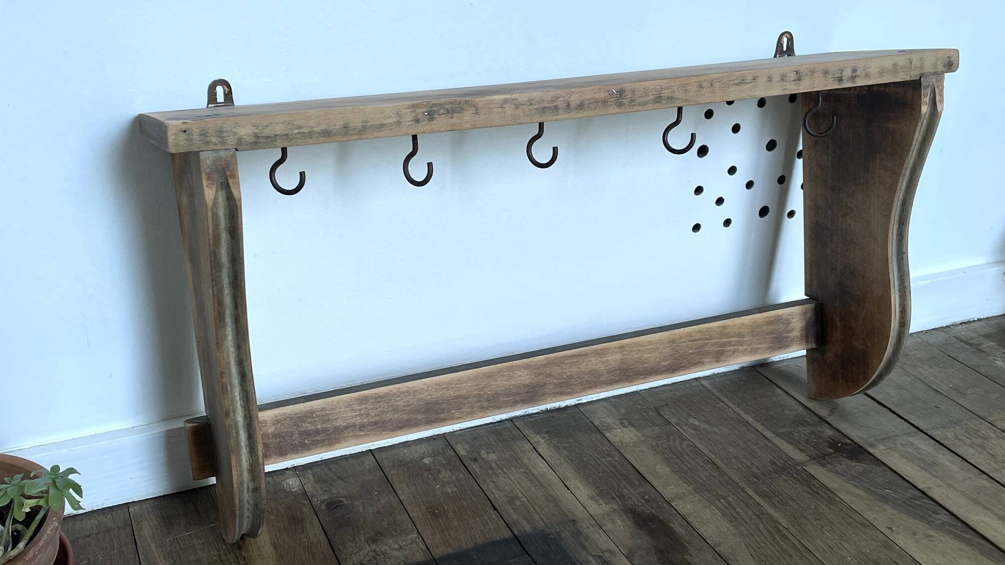ETAGERE Vintage 5 Crochets BOIS Brut