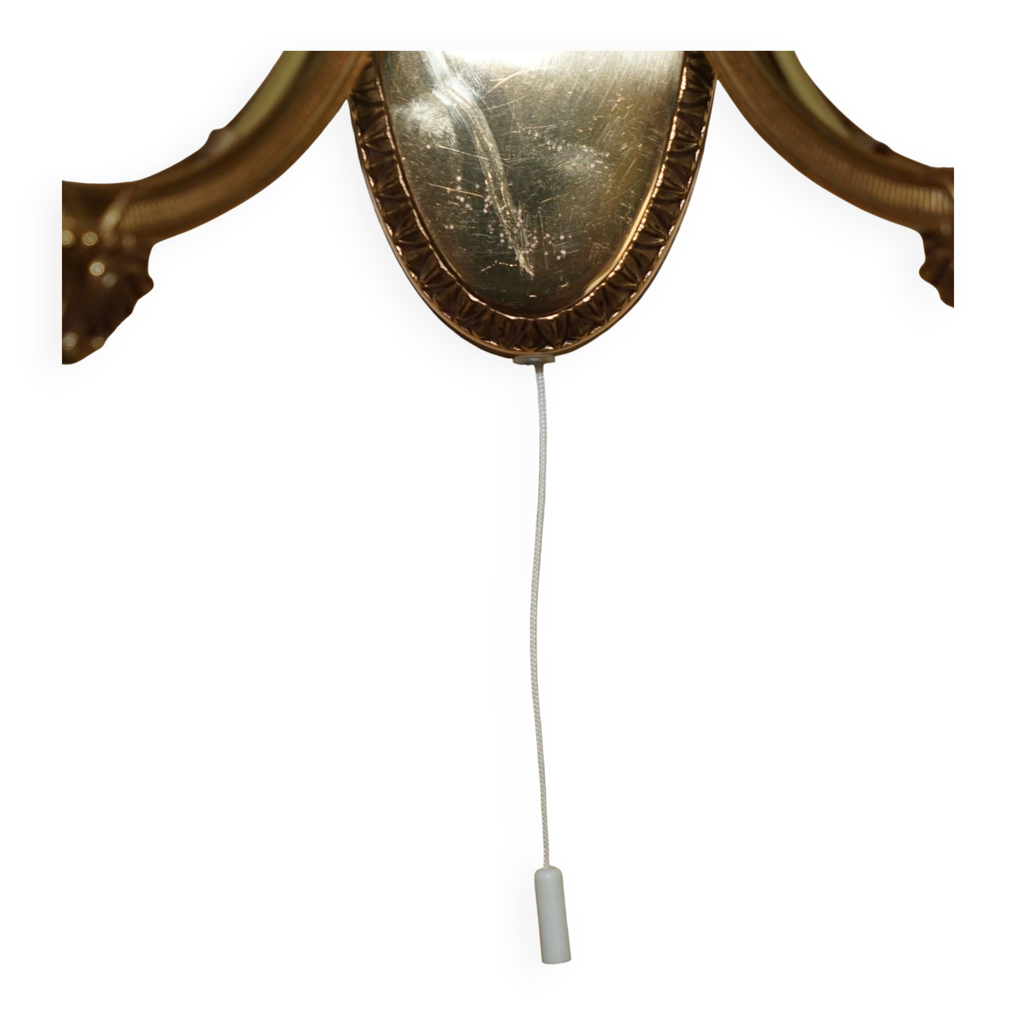 Reccagni wall light pair in brass and frosted glass.