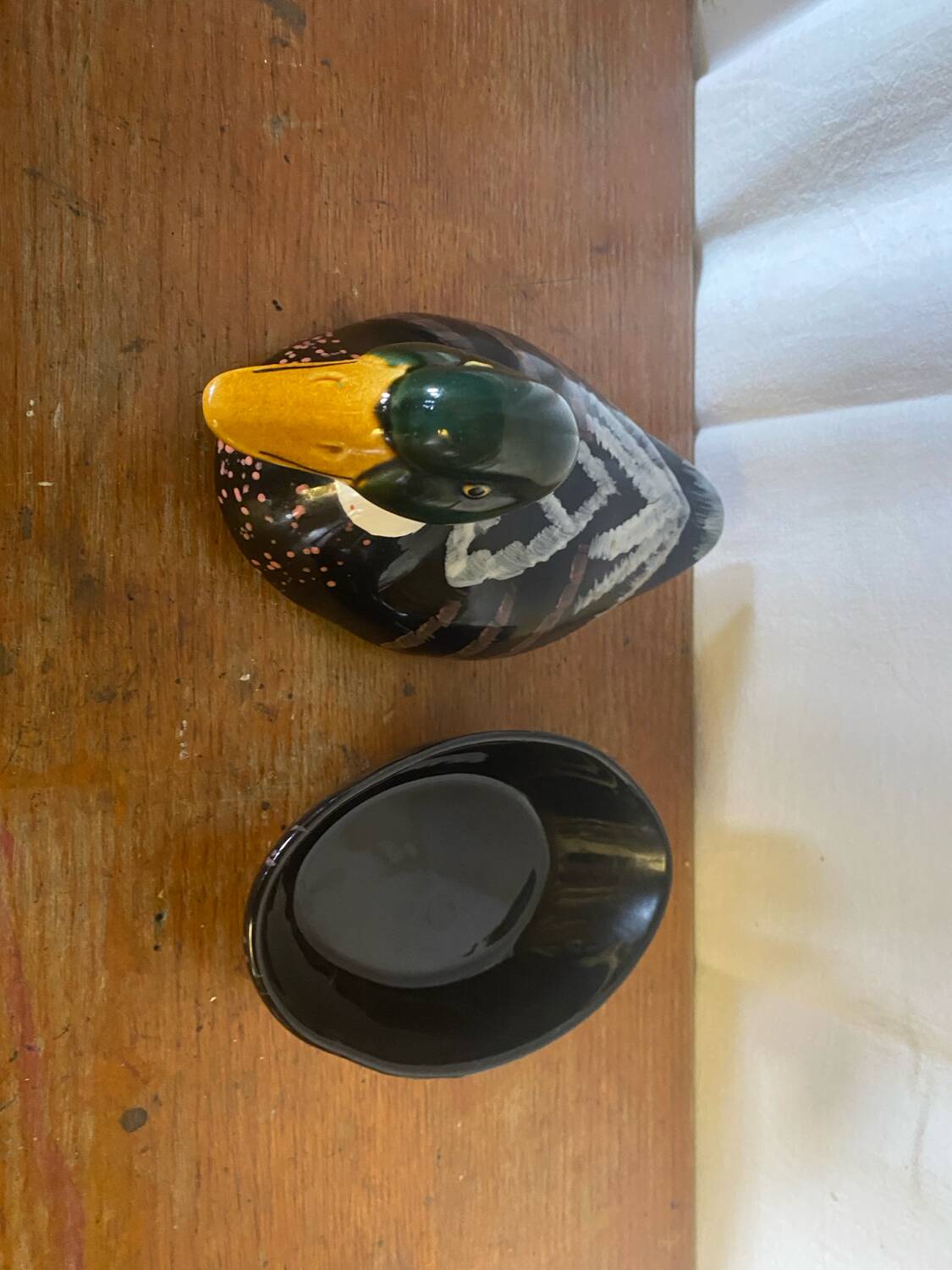 Vintage michel caugant duck-shaped ceramic terrine, france