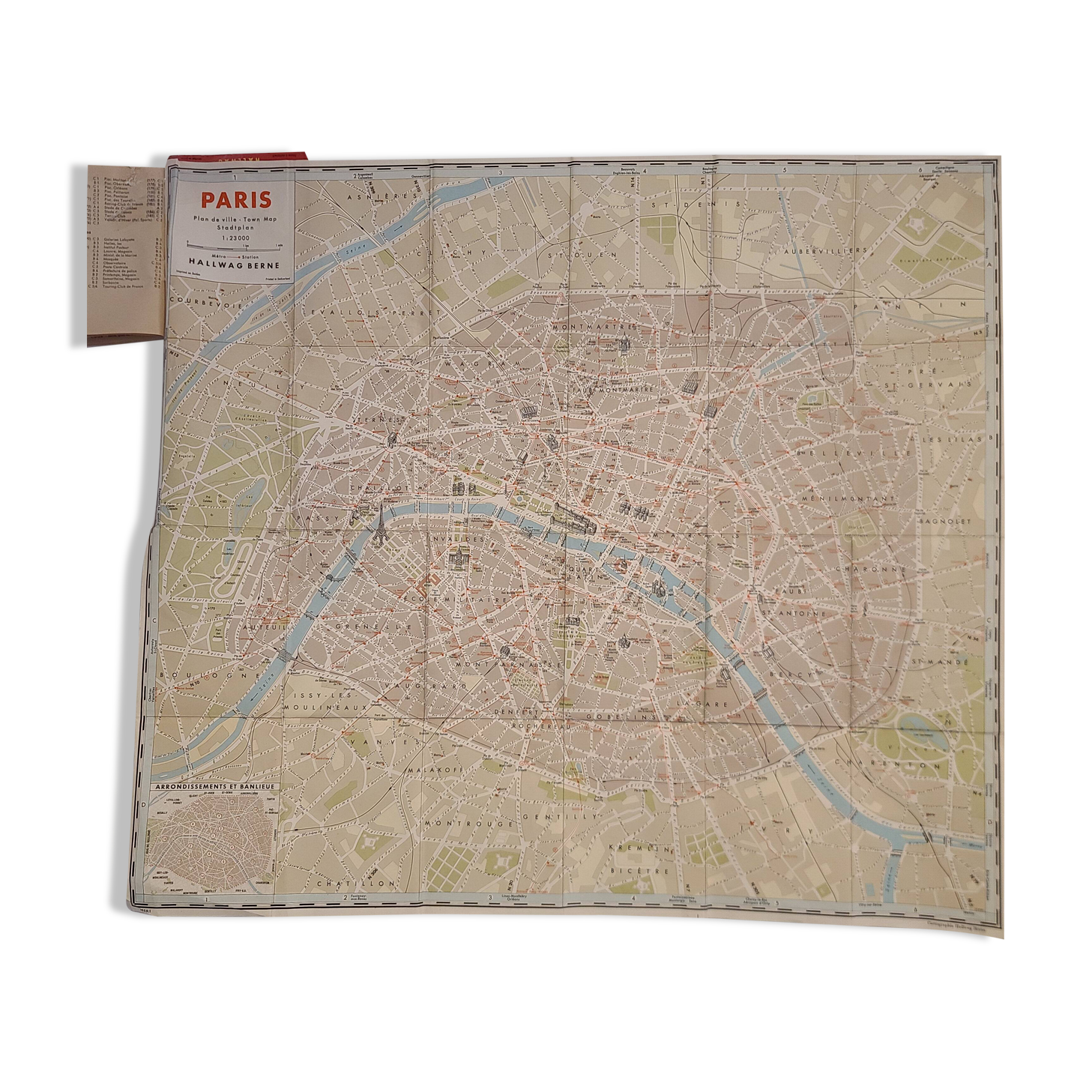 Old map of paris - hallwag berne