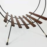 portariviste vintage legno metallo ed inserti in ottone