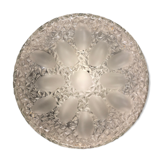 Glass ceiling lamp in moulded glass around 1960