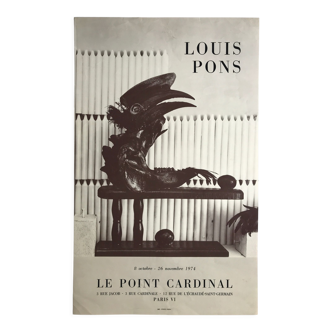 Affiche originale de Louis PONS, Galerie Le Point Cardinal, 1974