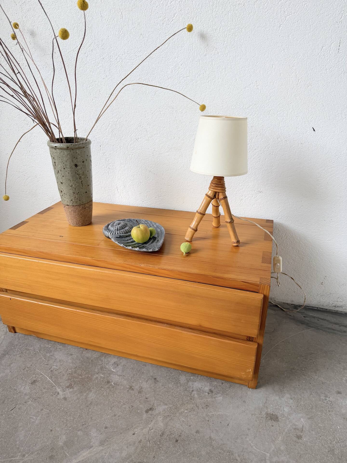 1960s rattan desk or table lamp