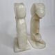 Pair of bookends in vintage white onyx, 21 cm