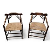 A pair of Dutch oak / matching Rush Chairs 1930s