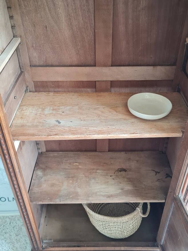 Antique Parisian glass cabinet - bonnet-maker type