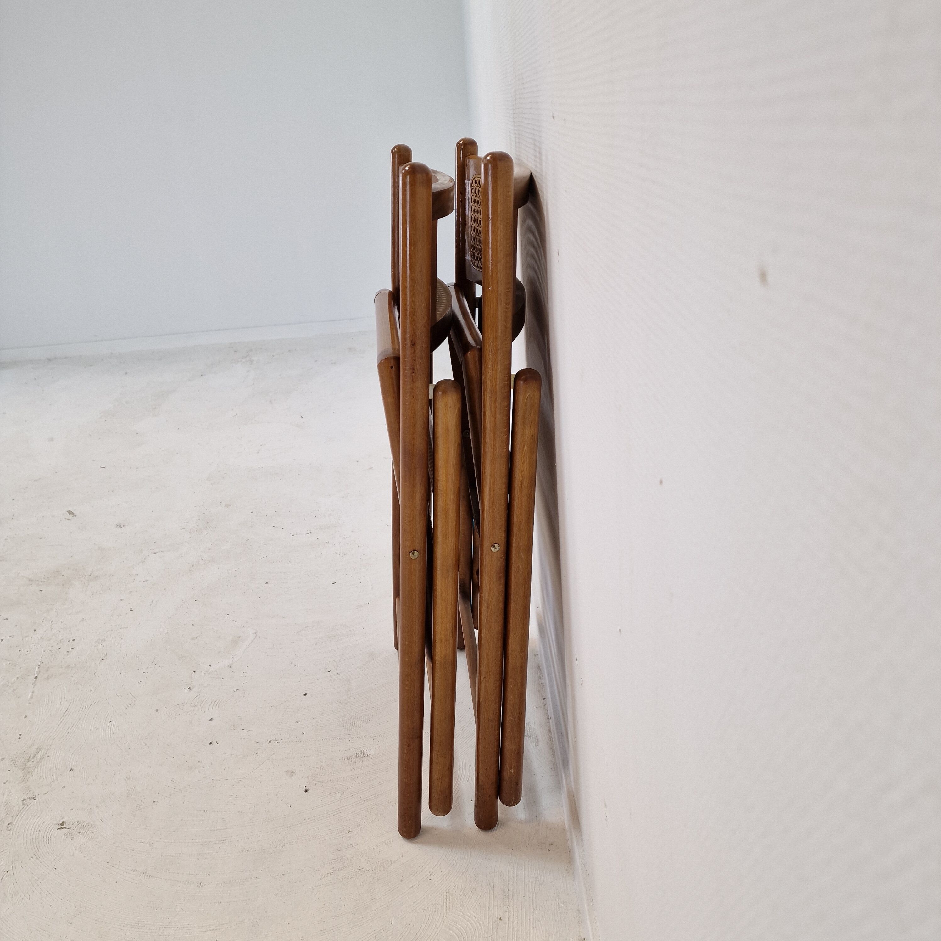 Ensemble de 2 chaises pliantes italiennes en osier, années 1980