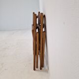 Set of 2 Italian Folding Chairs with Wicker, 1980's