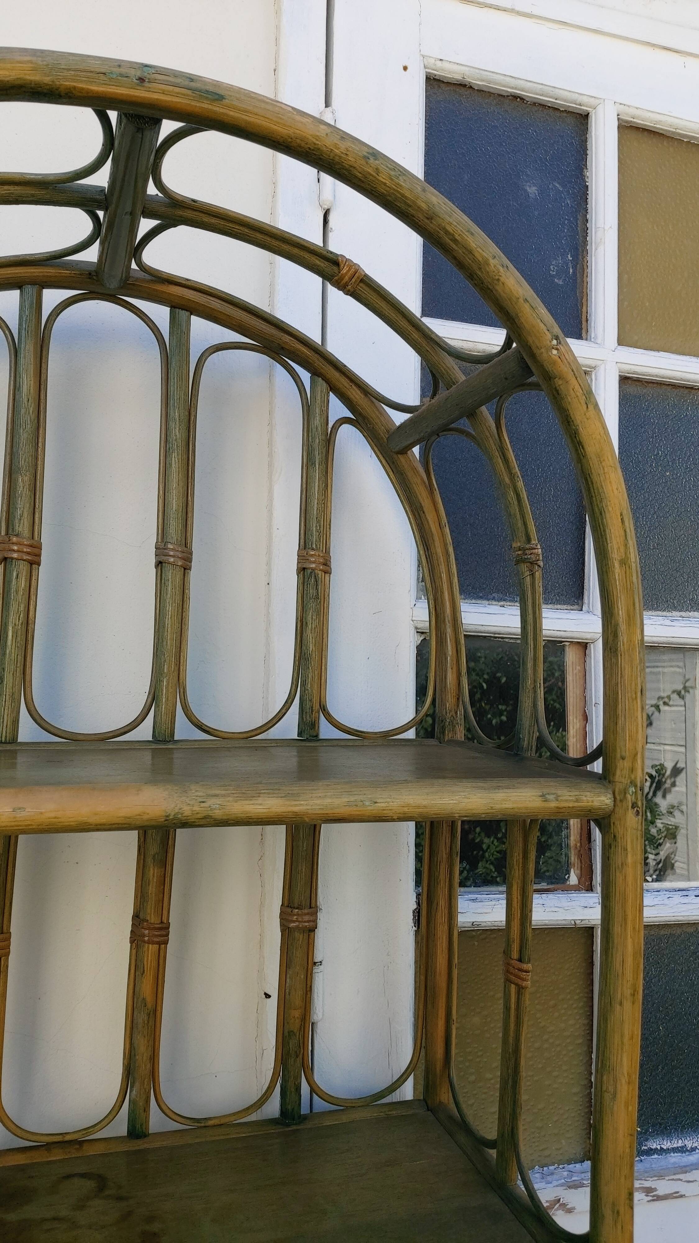 Vintage rattan and bamboo bookcase