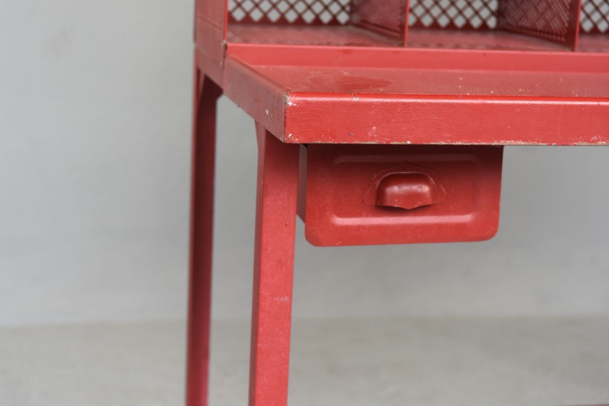 Red Tolix industrial style postal sorting locker