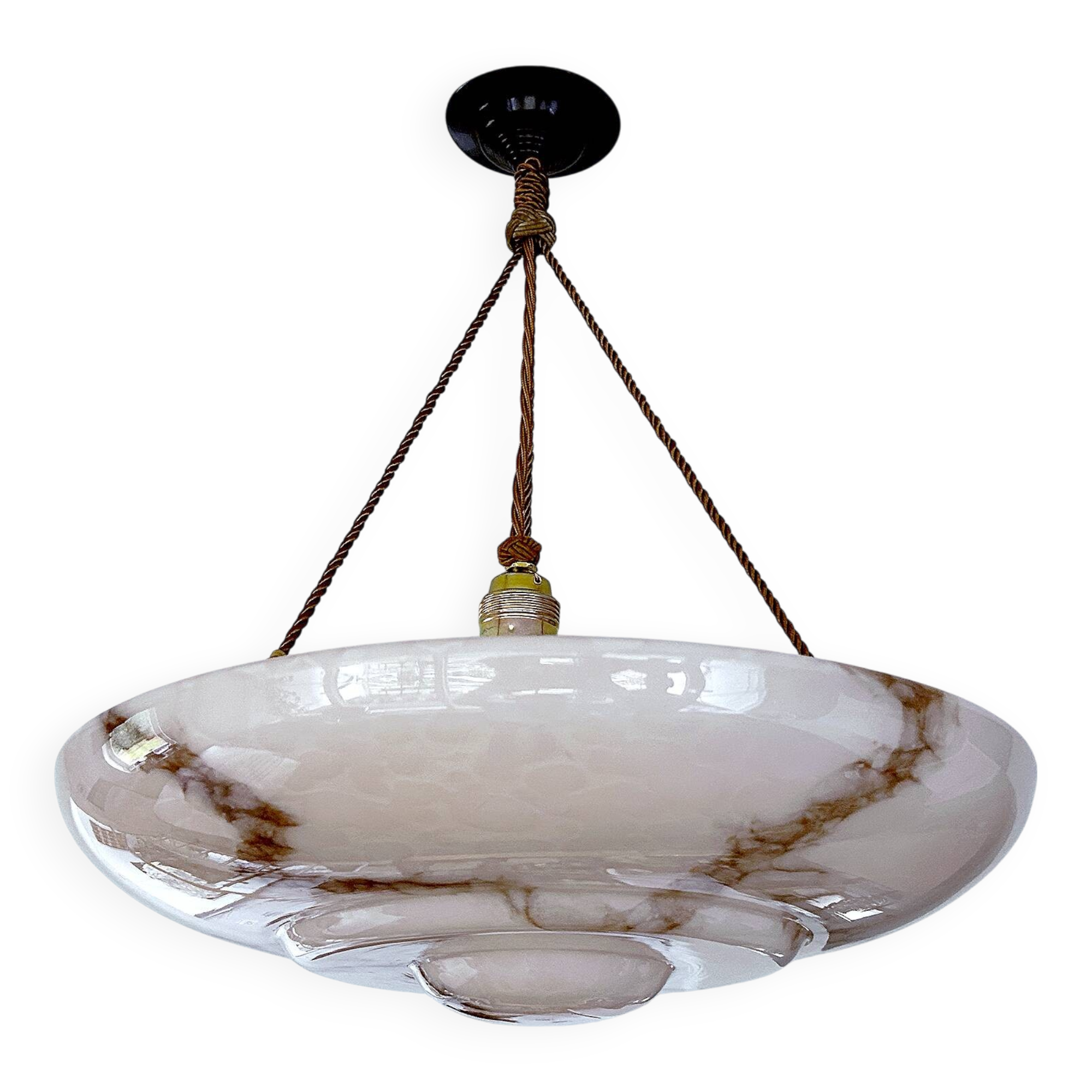 Art Deco Pink Glass Bakelite Pendant Light