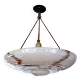 Art Deco Pink Glass Bakelite Pendant Light