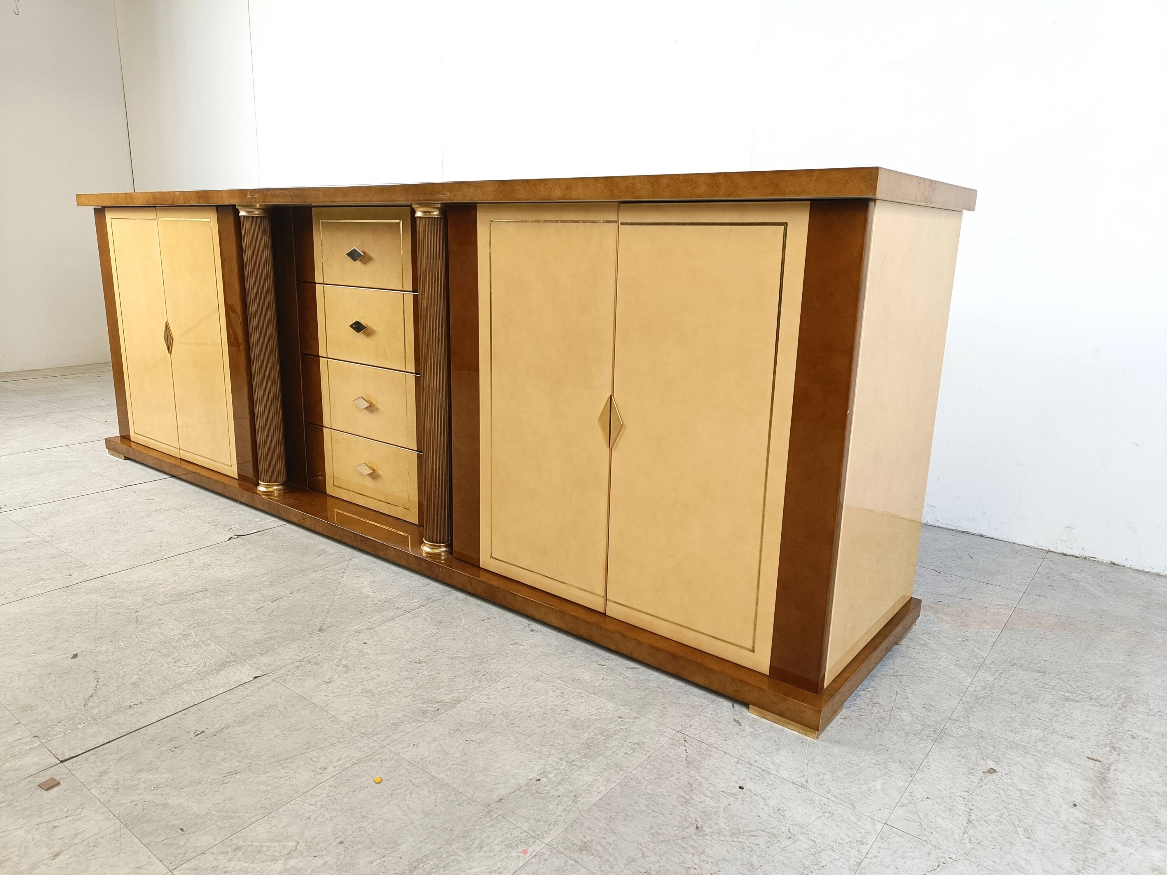 Vintage lacquered goatskin credenza, 1970s