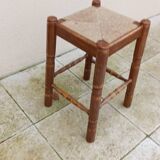 Large vintage straw stool