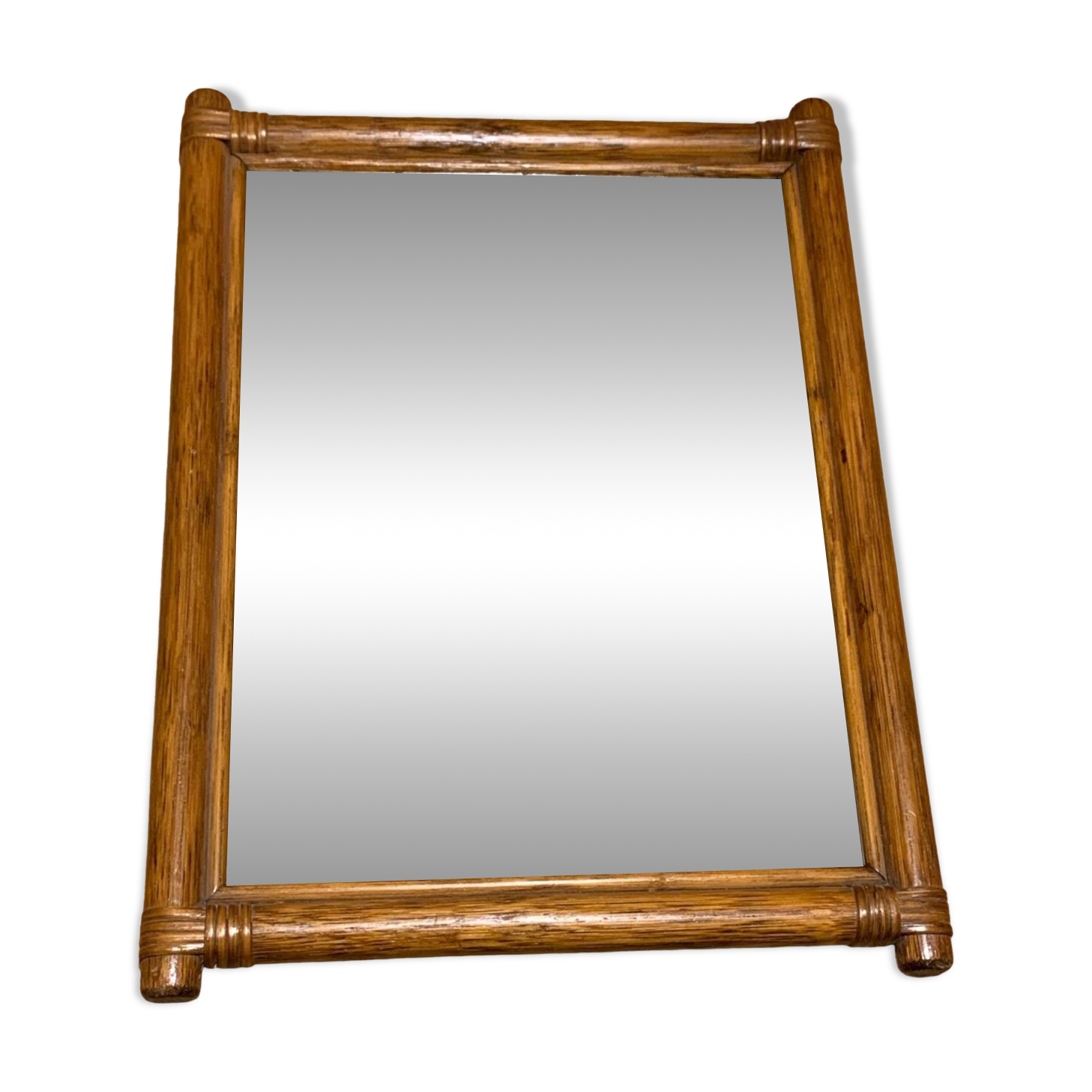 Miroir d’époque bois et rotin