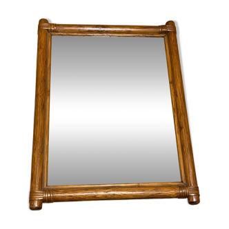 Vintage wood and rattan mirror