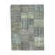 Hand-knotted turkish vintage 175 cm x 244 cm blue patchwork carpet