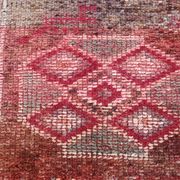Tapis Couloir Tribal Vintage Rouge, Tapis Turc Géométrique, 75x313 Cm