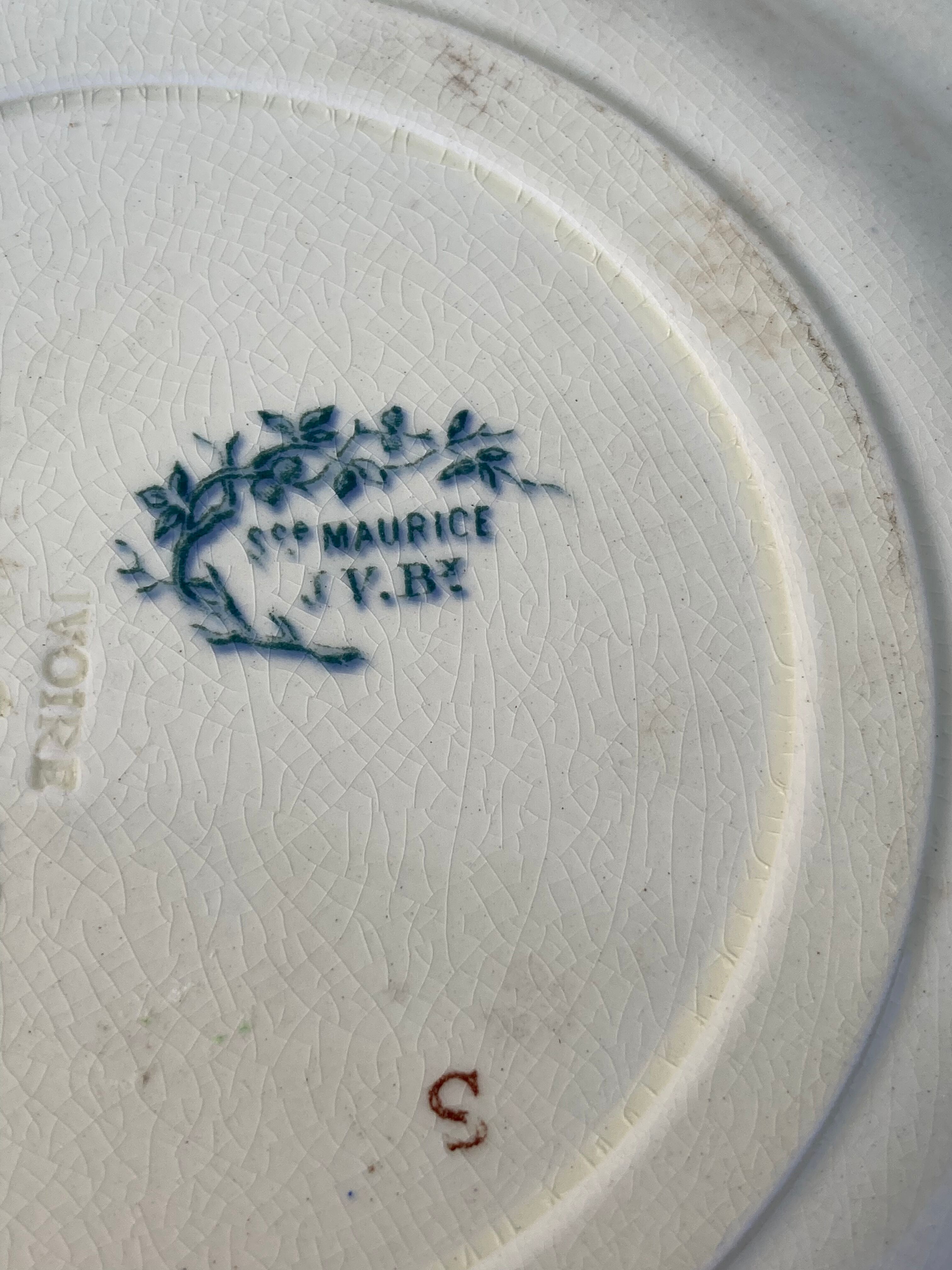 Small plate iron earth Jules Vieillard Bordeaux decorative blue