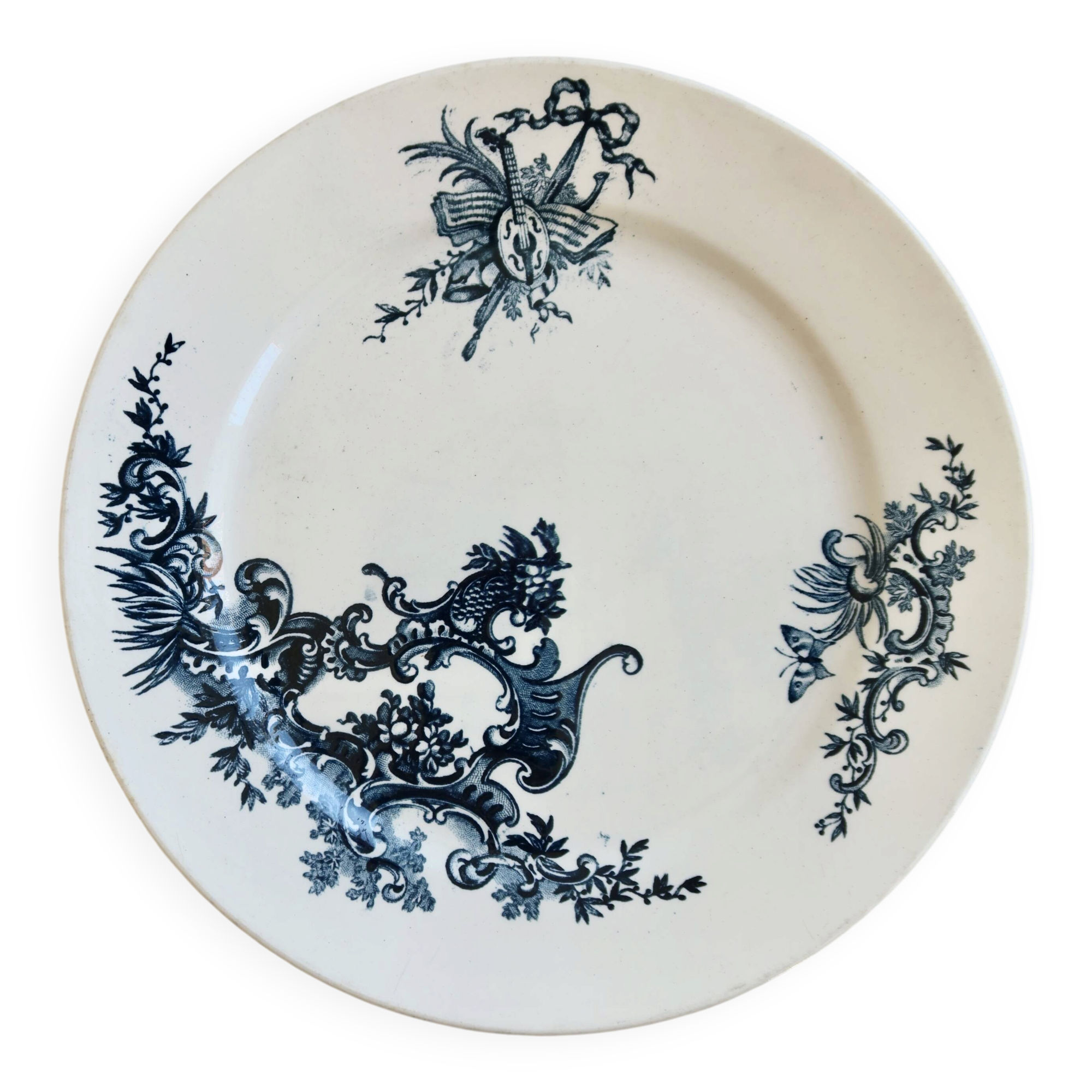 Assiette plate ancienne terre de fer - Boch Frères Keramis - Modèle Régent
