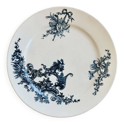 Assiette plate ancienne terre de fer - Boch Frères Keramis - Modèle Régent