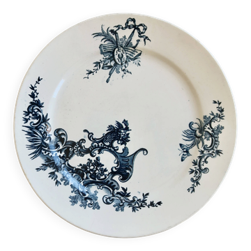 Antique flat plate made of ironstone - Boch Frères Keramis - Regent model
