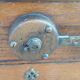 Oak entrance door and its frame and transom, wrought iron gates