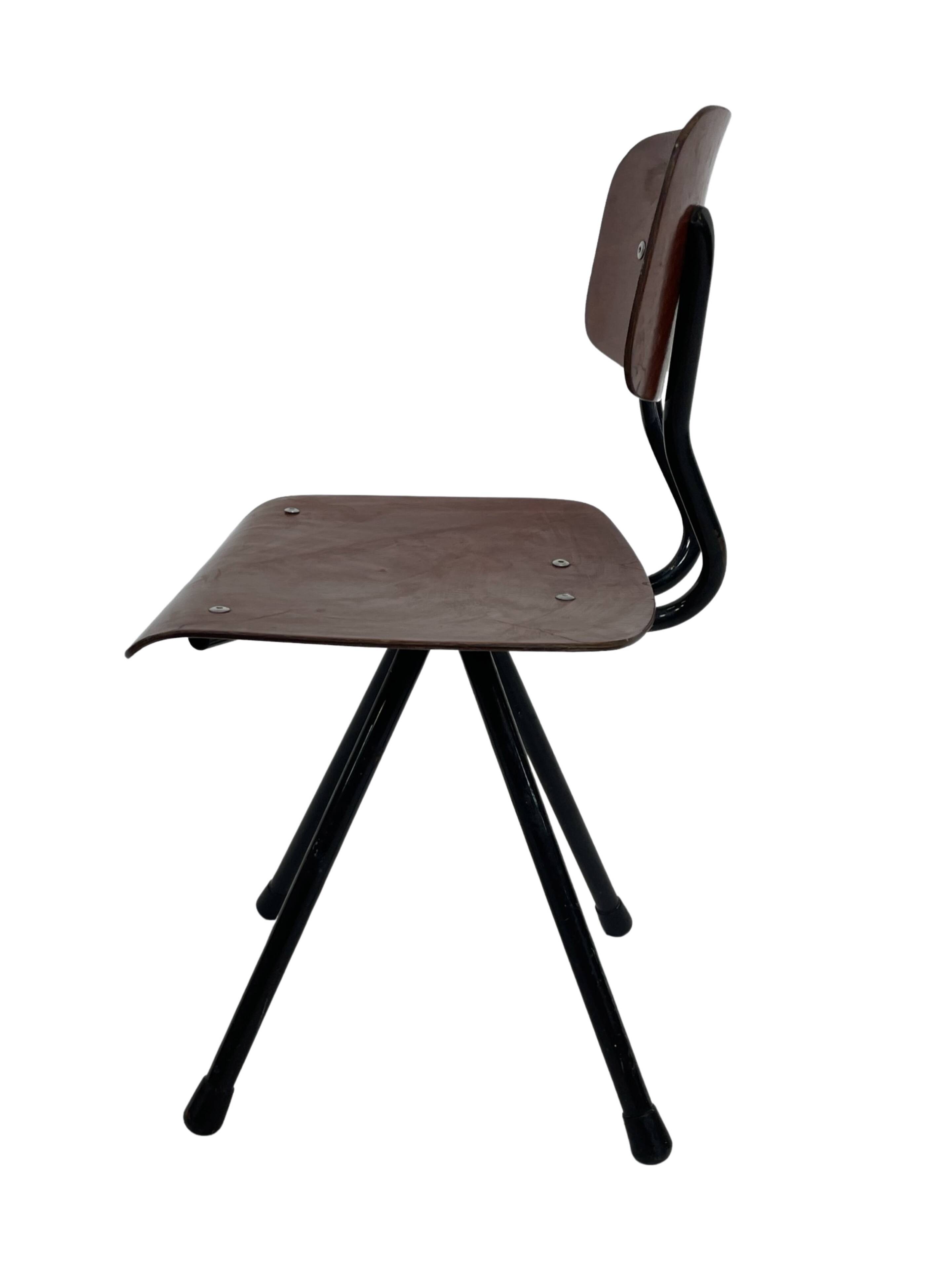 Vintage industrial children's chair, school chair, Dutch design