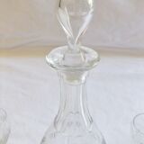 Bohemian crystal liqueur service Baccarat St Louis carafe glasses signed by an anchor