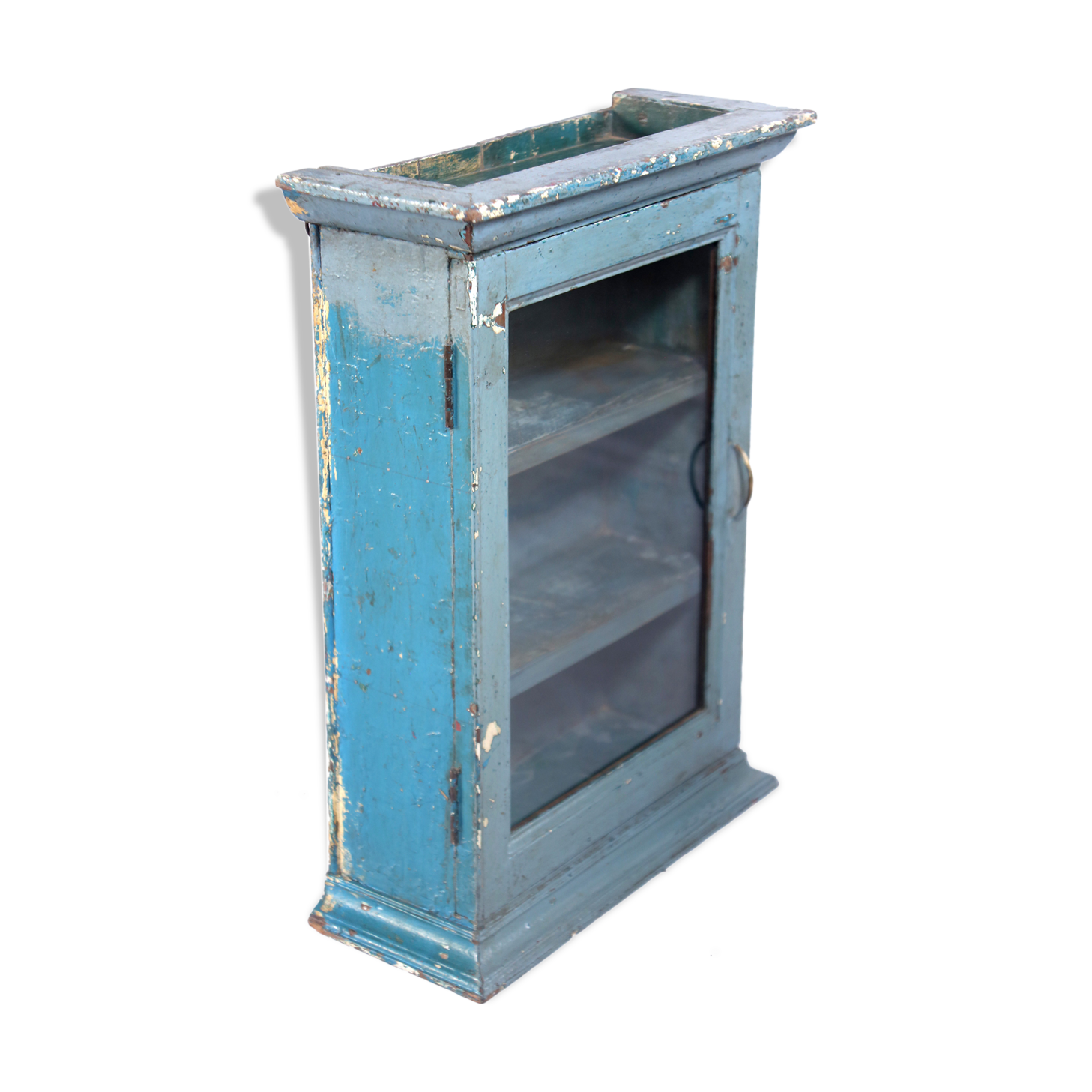Etagère vitrine murale en teck birman ancien