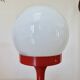 Tulip foot lamp, 1970, red lacquered aluminium and opaline