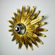 Sun wall lamp by Ferro Arte, metal and gold leaf, Spain 1970