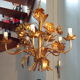 Lustre bouquet de fleur fer doré 5 feux
