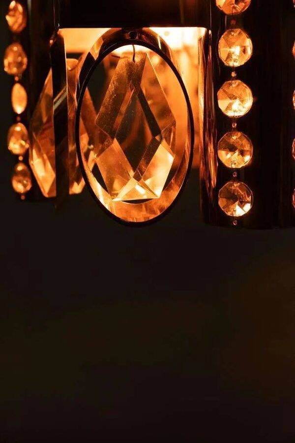 Lustre suspendu Palwa midcentury en cristal, verre et laiton