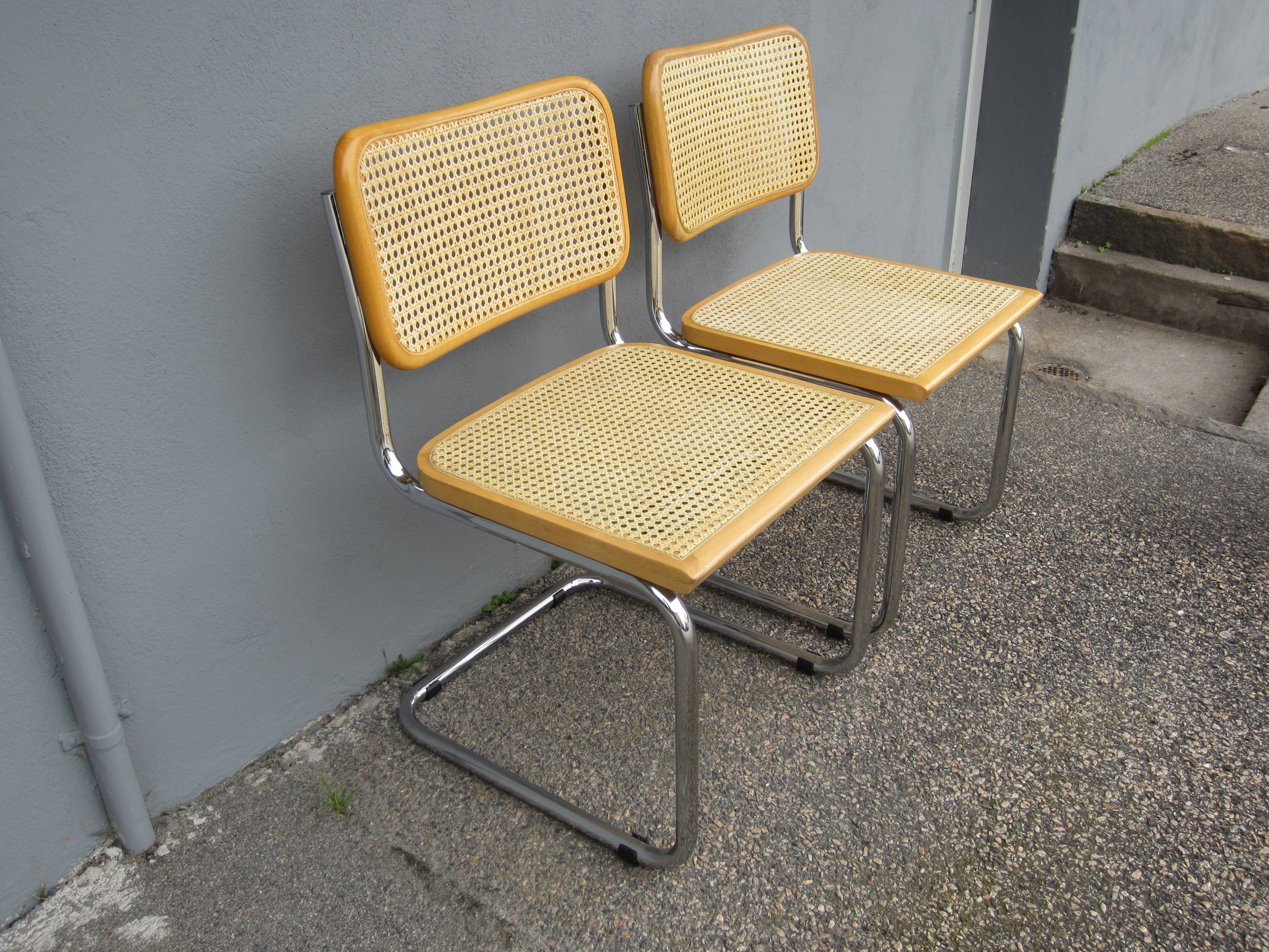 Pair of Cesca B32 Marcel Breuer chairs