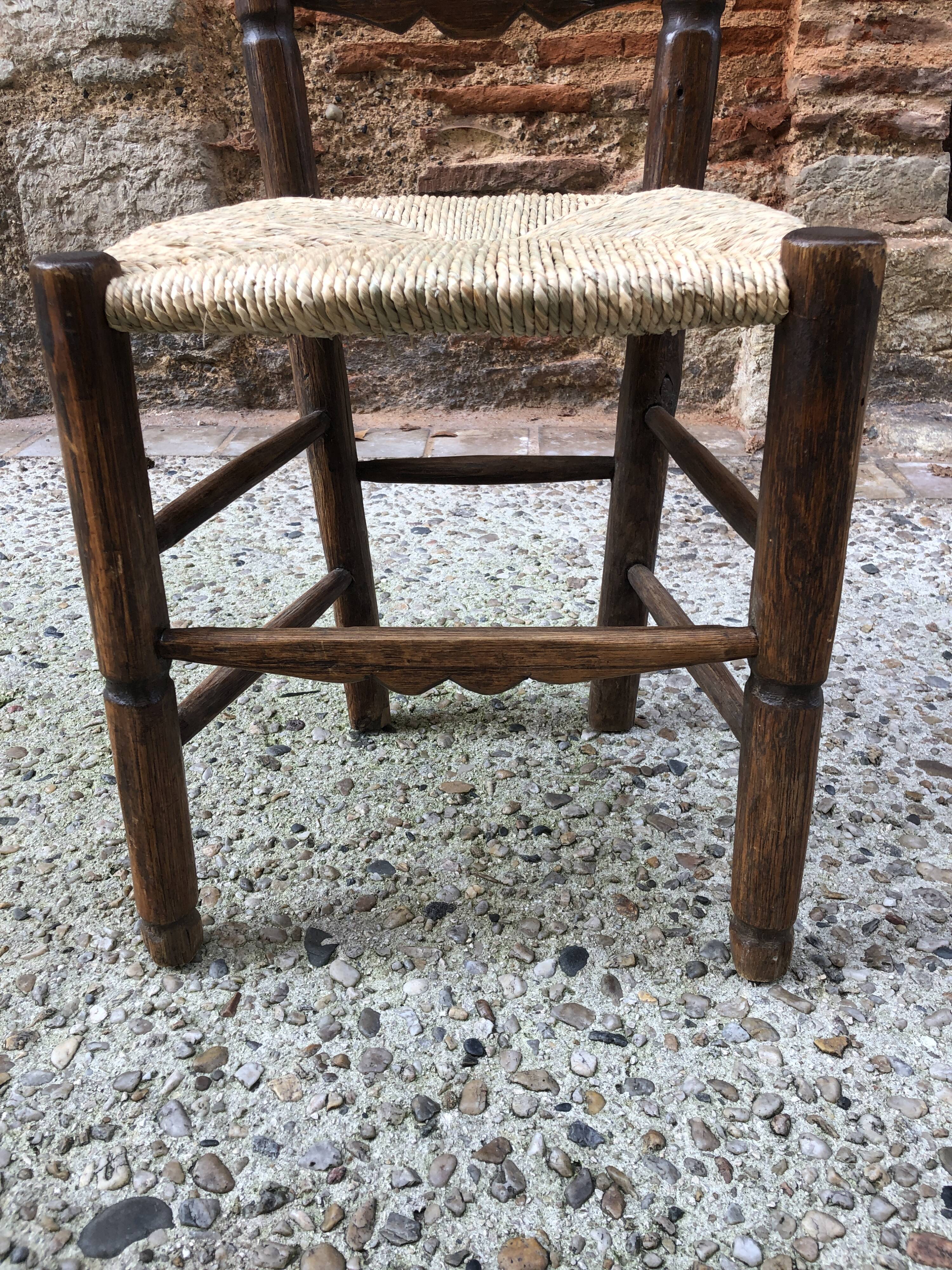 Brutalist straw chair