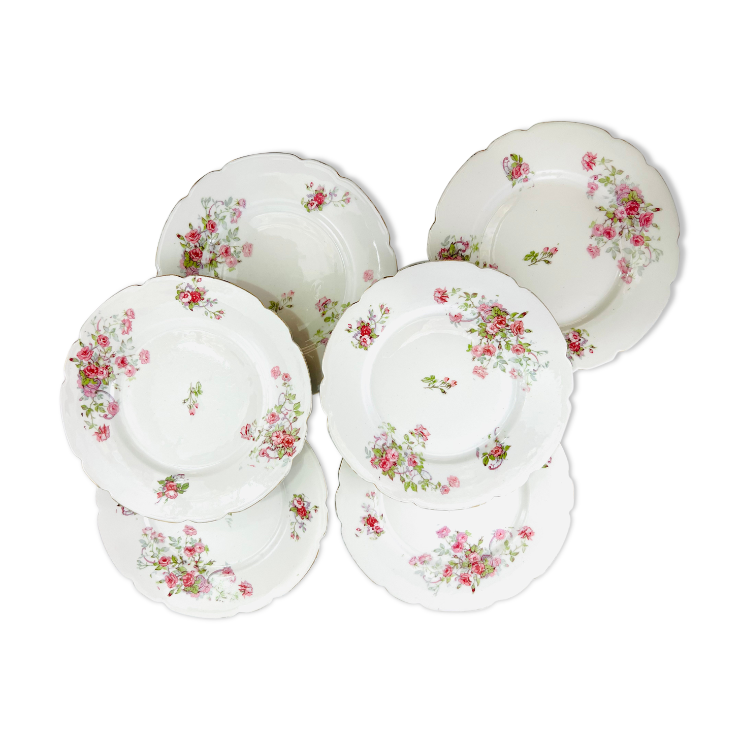 6 flower dessert plates