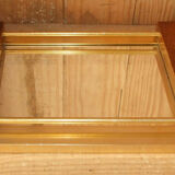 Golden aluminum wooden tray & rectangular mirror circa 1950