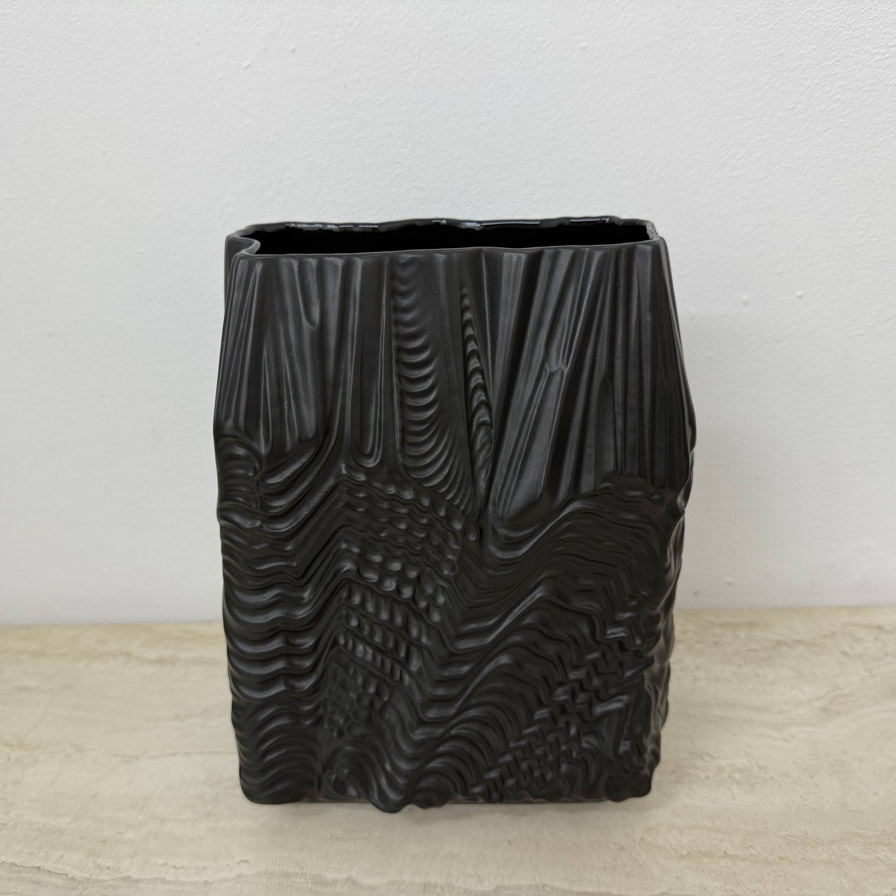 Rare Large Porcelain Rare Black ‘Kaskade’ Vase Martin Freyer for Rosenthal
