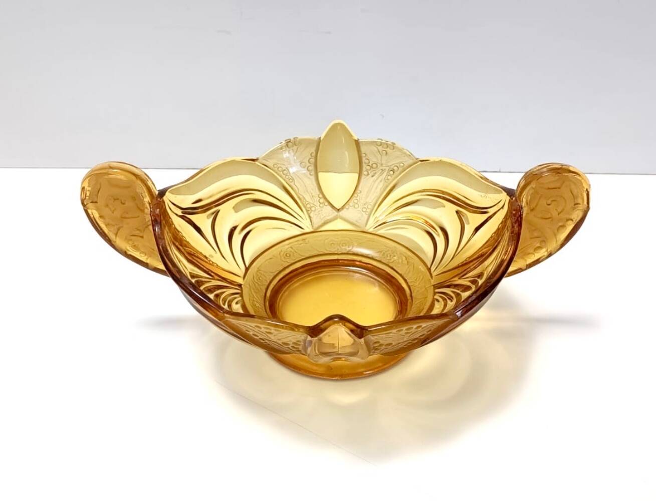 Art Deco Amber Blown Glass Bowl or Centerpiece by Brockwitz, Germany
