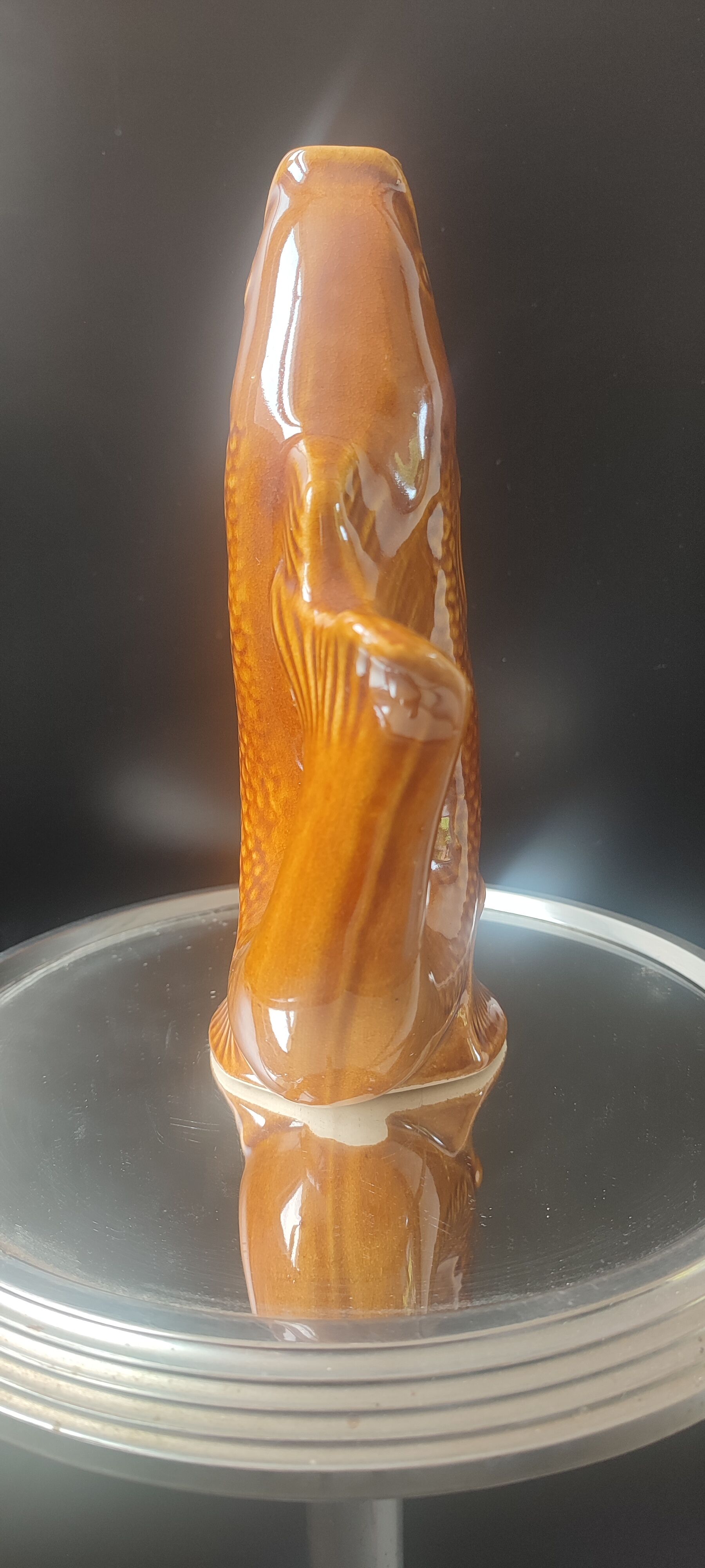 Carafe and glasses "Fish" Amber Ceramic Vintage USSR era