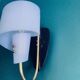Pair of minimalist vintage seventies blue plastic and plexiglass wall lights