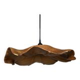 Medium pendant light in corrugated teak leaf (Medium D:50 H:20)