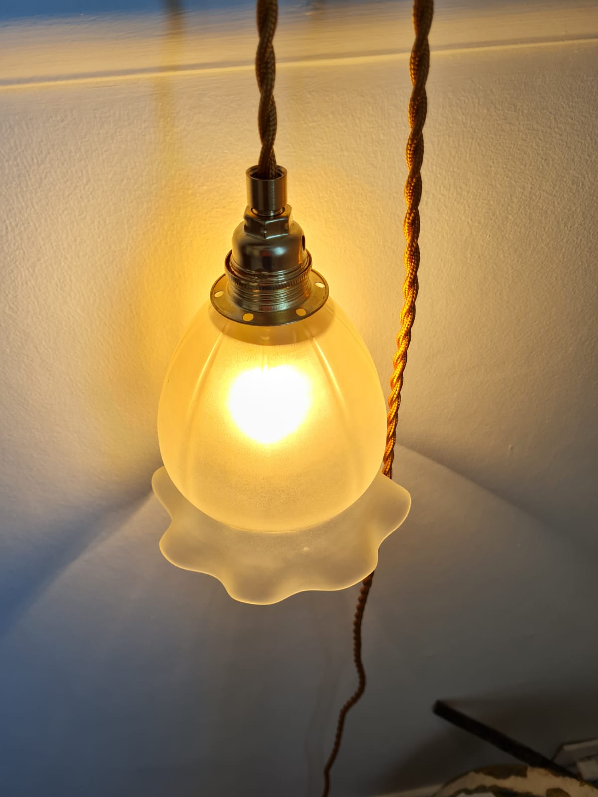 Frosted glass hand lamp 1950