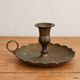 Antique hand candlestick in patinated brass – Vintage cellar rat