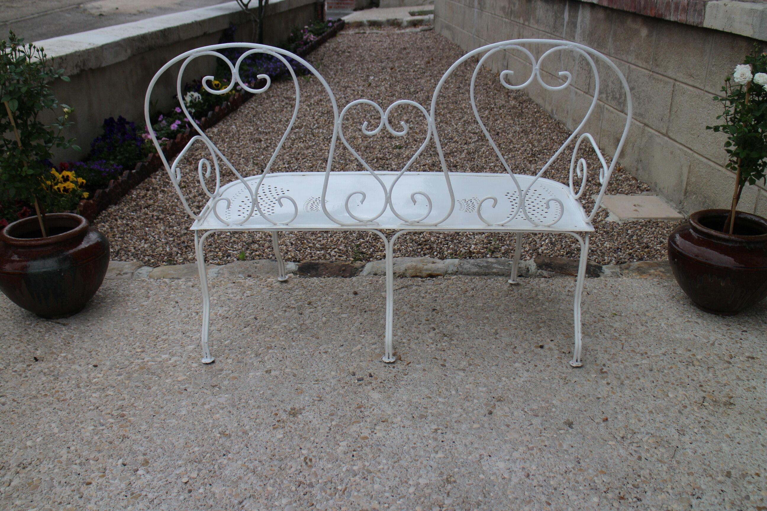 Iron garden bench