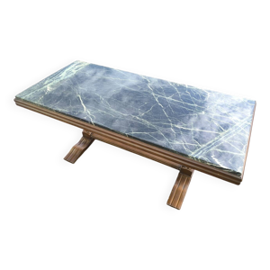table basse bois et marbre - vert