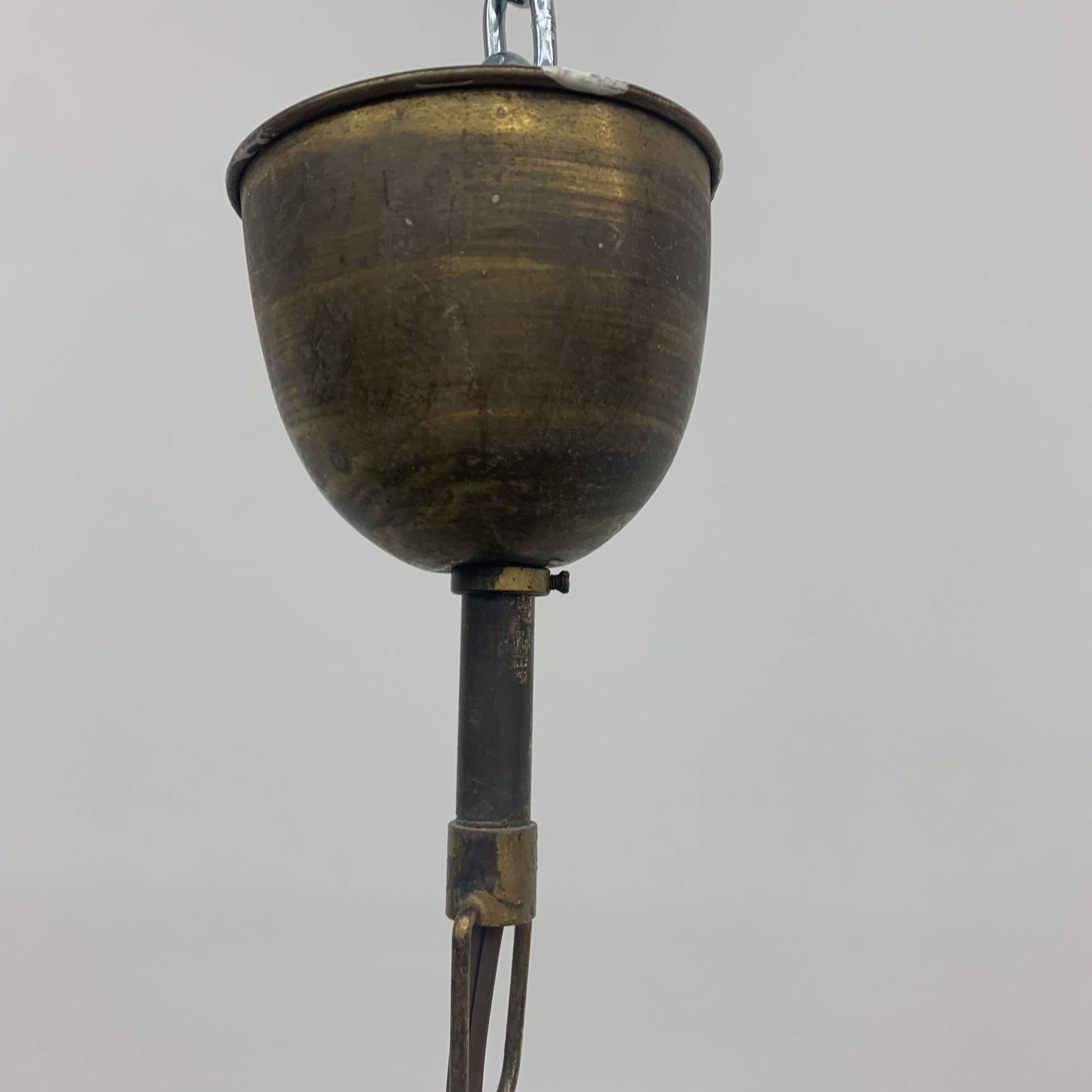 Woven brass wire hanging lamp , 1950s
