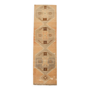 Handmade Wool Runner, Vintage Runner Rug, 92x321Cm